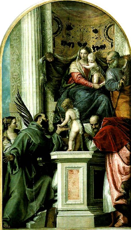 Paolo  Veronese holy family with ss